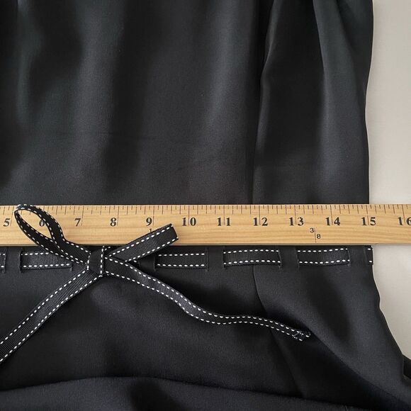 Loft Black Silk Dress Size 6 White Dotted Ribbon Sleeveless Casual Feminine - Picture 9 of 11